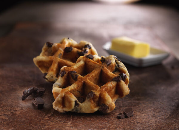 Chocolate Chip Brioche Waffle With Butter