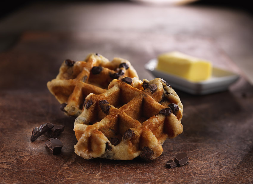 Chocolate Chip Brioche Waffle With Butter