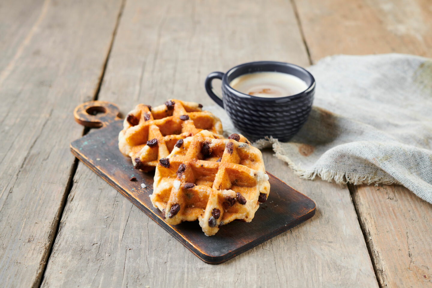 Chocolate Chip broche Waffles With Coffee