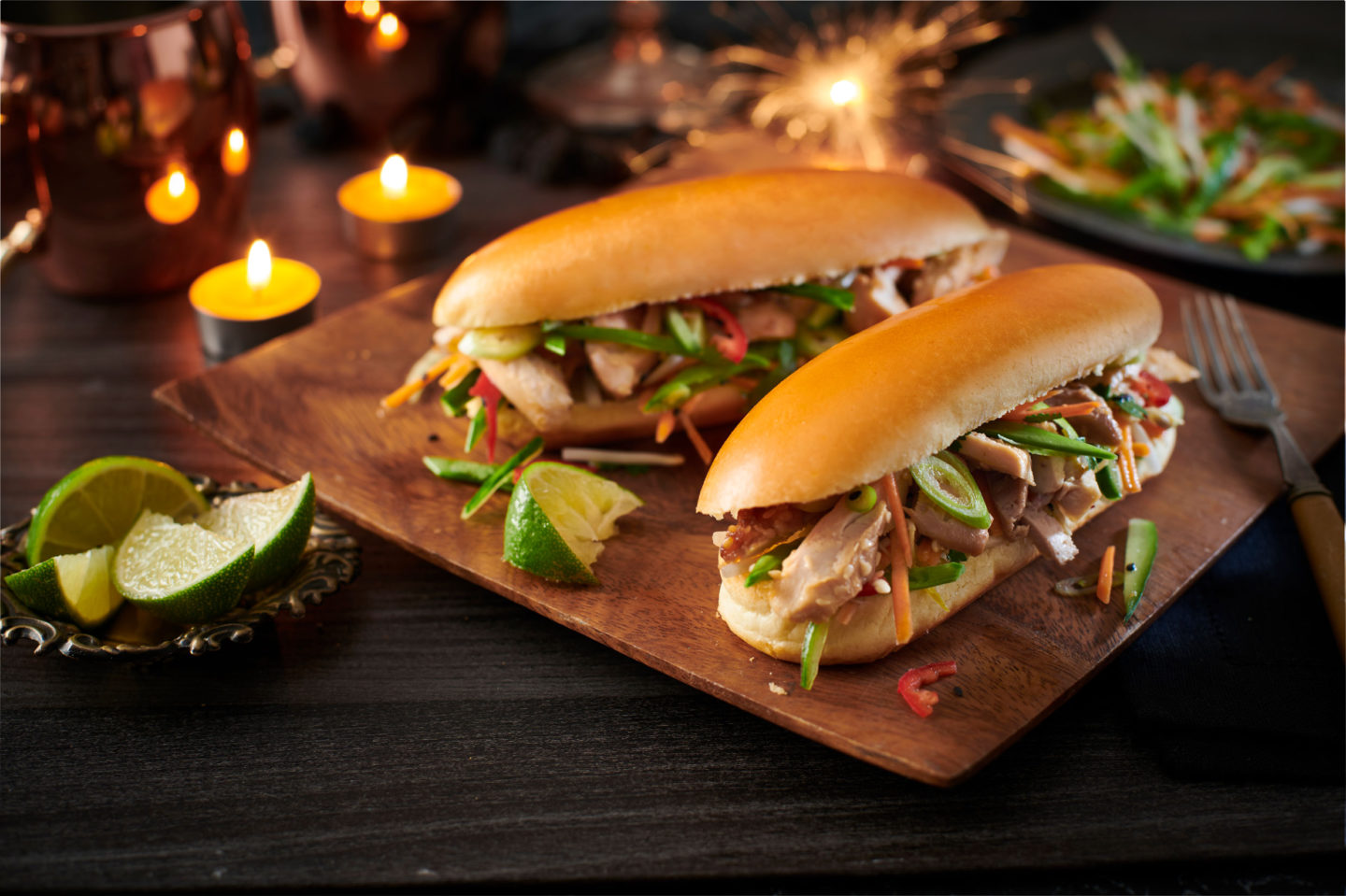 Soy And Sesame Chicken Rolls With Asian Slaw
